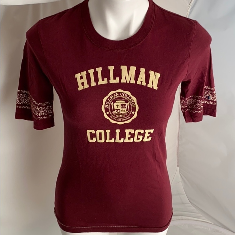 Champion Hillman College burgundy short sleeve logo t-shirt